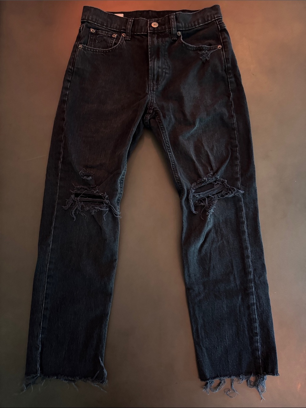 GAP Black Slim Straight Distressed Jeans